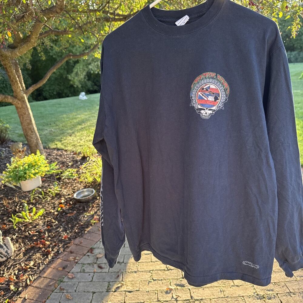 Crazy Shirts Grateful Dead Hawaiian Flag Long Sleeve Navy Blue Tee Men's M